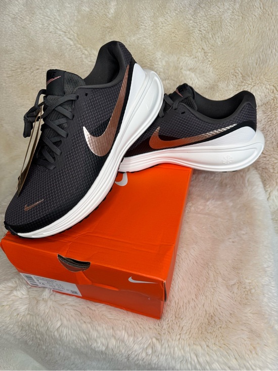 Nike Shoes - New with box - Nike Women’s Revolution 8-  Black Sneakers with Rose Gold Swoosh